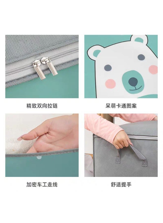 Clothes Storage Bag Blankets Storage Bag Storage Pouch Organizer Cartoon Prints Folding Clothes Organizer for Clothes Quilt Blanket - Image 3